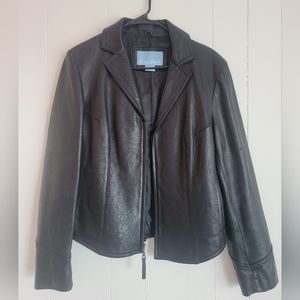 Black Leather Nine West Jacket Size Large